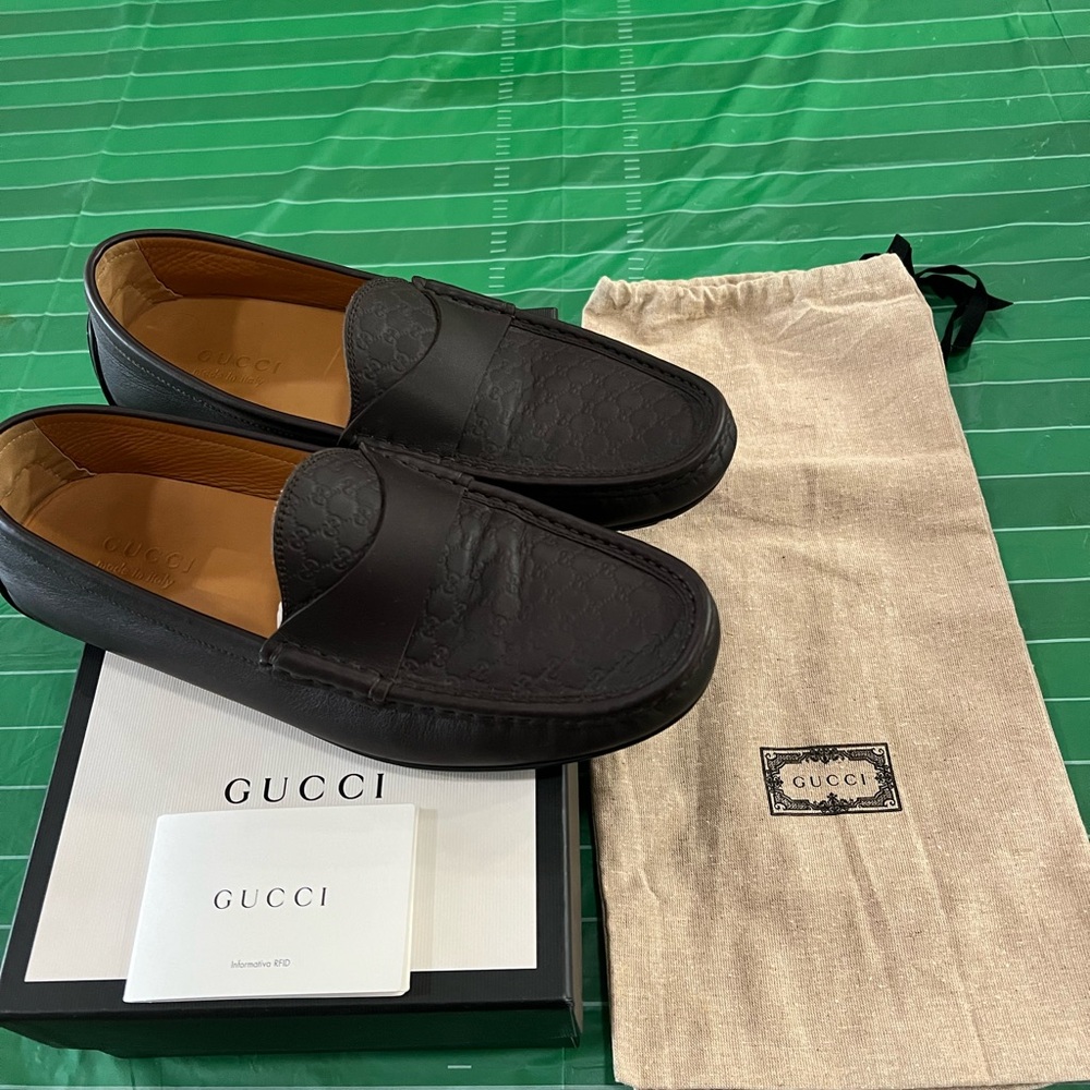 Gucci Chocolate Leather Slip-On Loafers